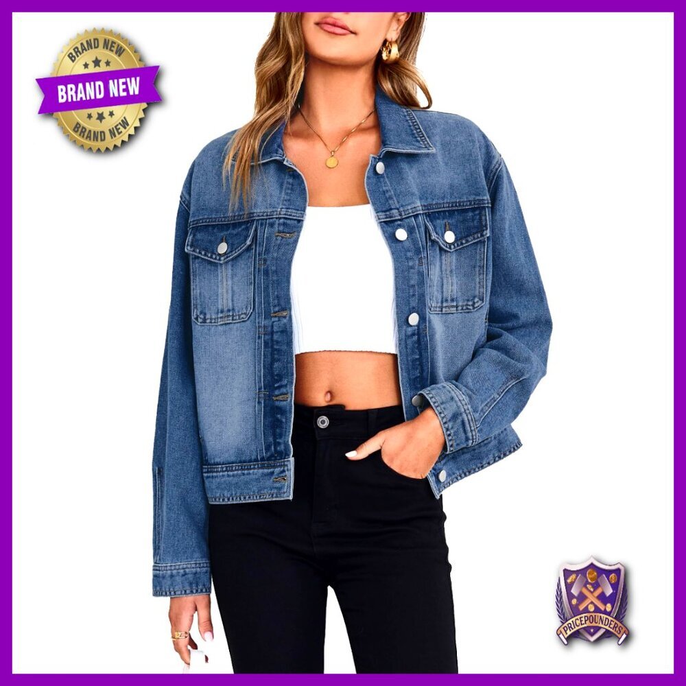 Classic Denim Jacket Button Down Long Sleeve Casual Trendy Pockets